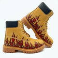 Men's Flame Pyrography Leather Work Boots | Wheat Cowhide | PyroLeather Co Hand‑Pyrography Genuine Leather Work Boots