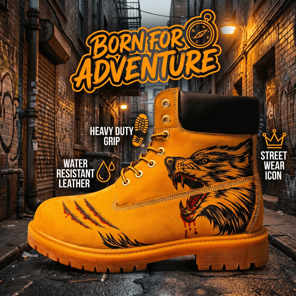 Men's Hand-Pyrography Leather Work Boots | Artisan Cowhide | PyroLeather Co Hand‑Pyrography Genuine Leather Work Boots