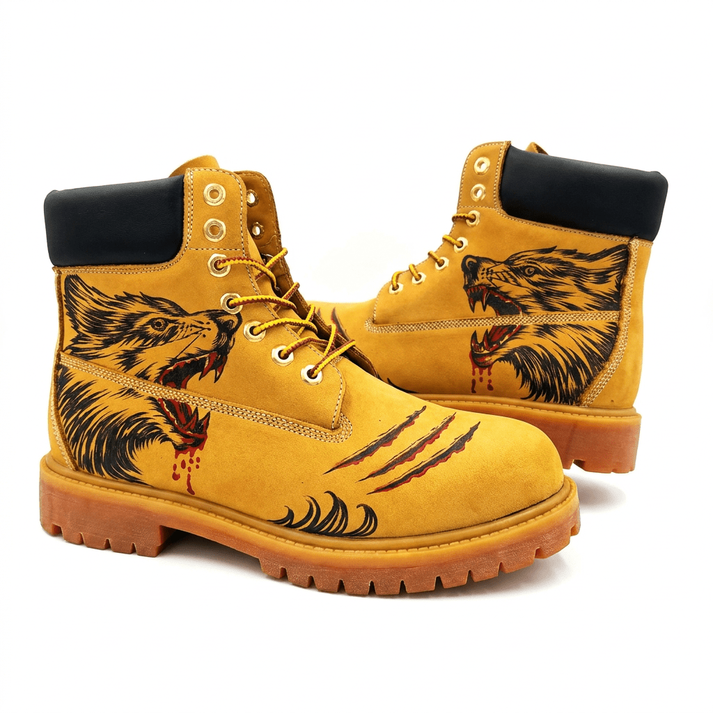 Men's Hand-Pyrography Leather Work Boots | Artisan Cowhide | PyroLeather Co Hand‑Pyrography Genuine Leather Work Boots