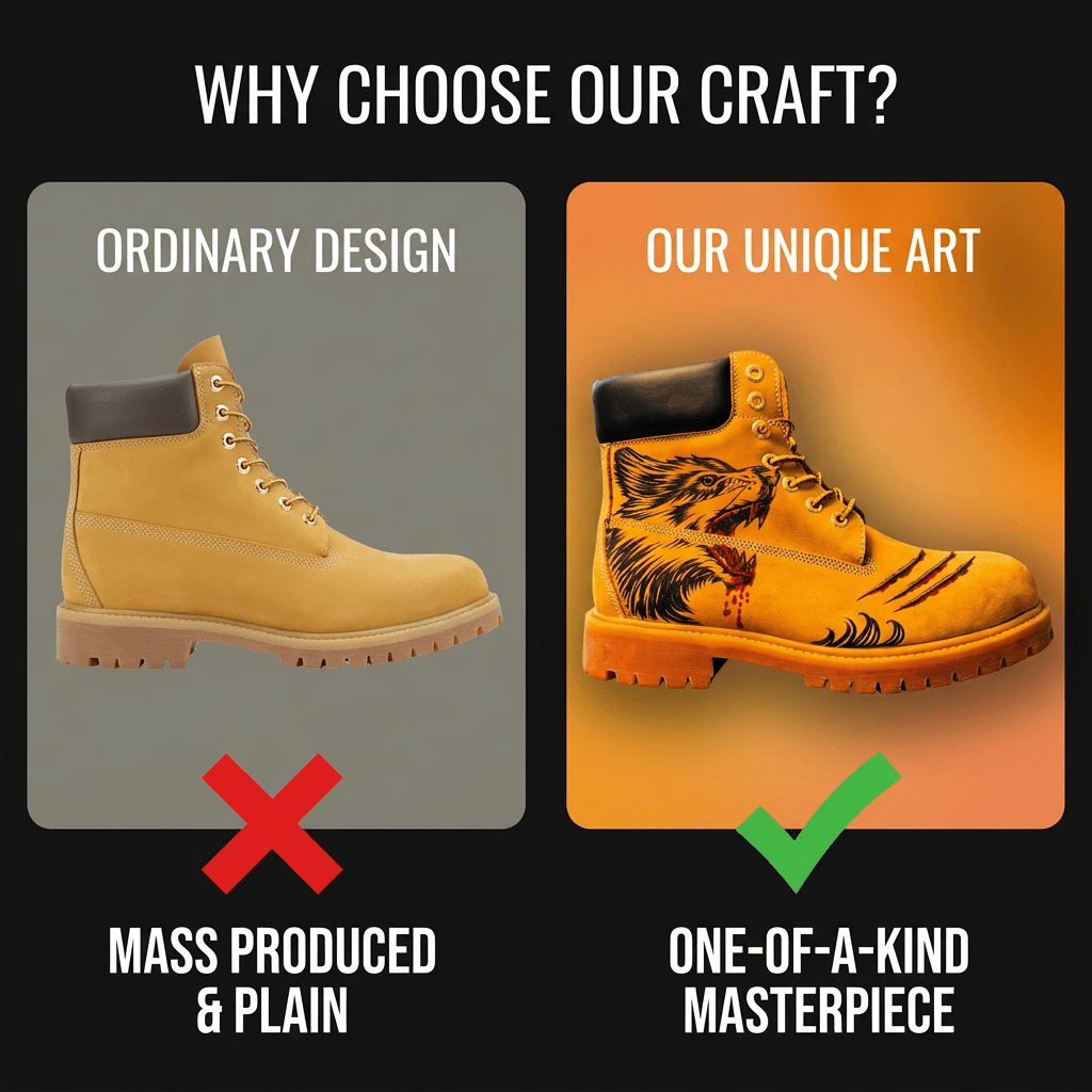 Men's Hand-Pyrography Leather Work Boots | Artisan Cowhide | PyroLeather Co Hand‑Pyrography Genuine Leather Work Boots