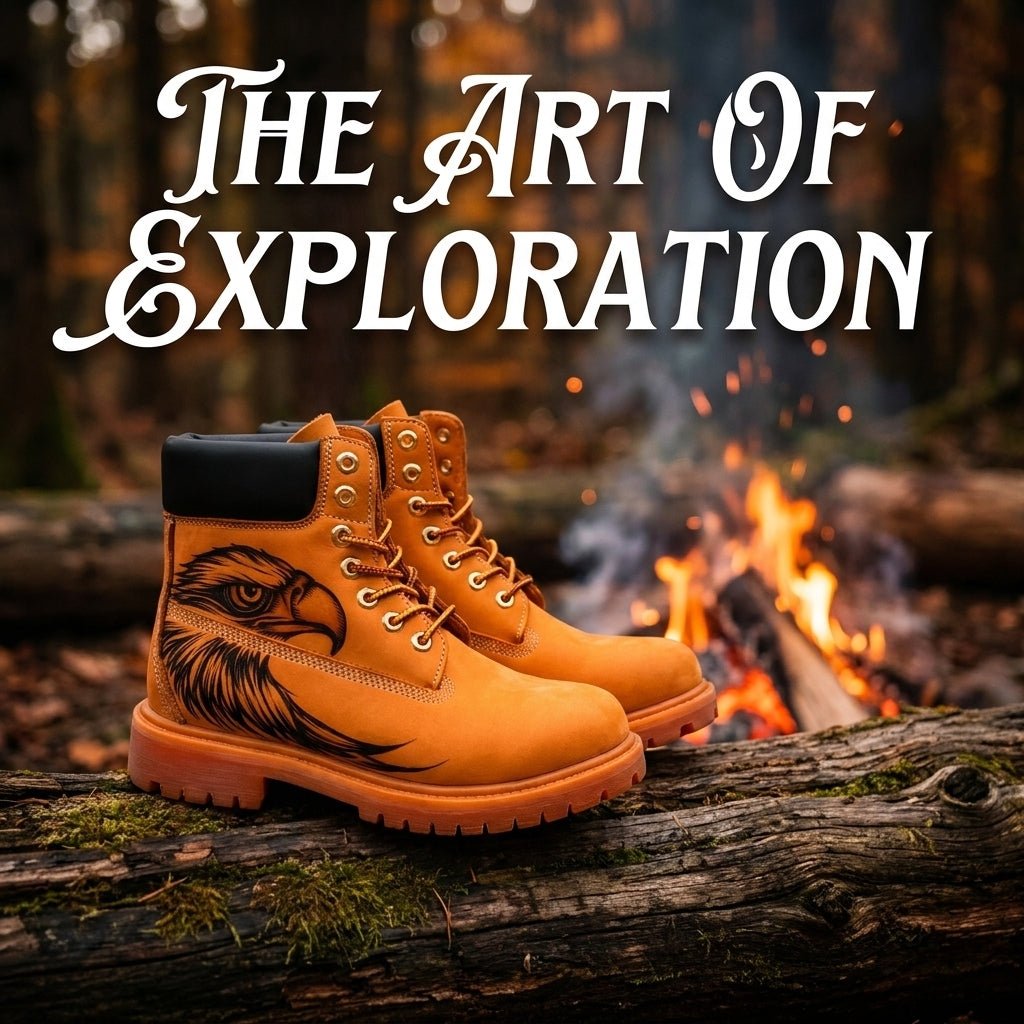 Men's Handcrafted Pyrography Leather Ankle Boots | Genuine Cowhide | PyroLeather Co Hand‑Pyrography Genuine Leather Work Boots