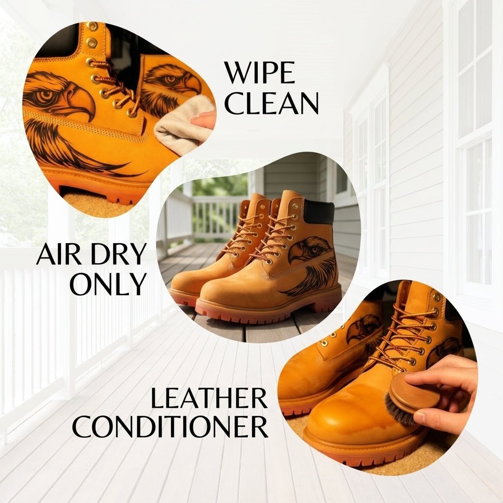 Men's Handcrafted Pyrography Leather Ankle Boots | Genuine Cowhide | PyroLeather Co Hand‑Pyrography Genuine Leather Work Boots