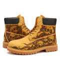 Men's Hand‑Pyrography Leather Work Boots, Handcrafted Genuine Leather Rugged Ankle Boots Hand‑Pyrography Genuine Leather Work Boots