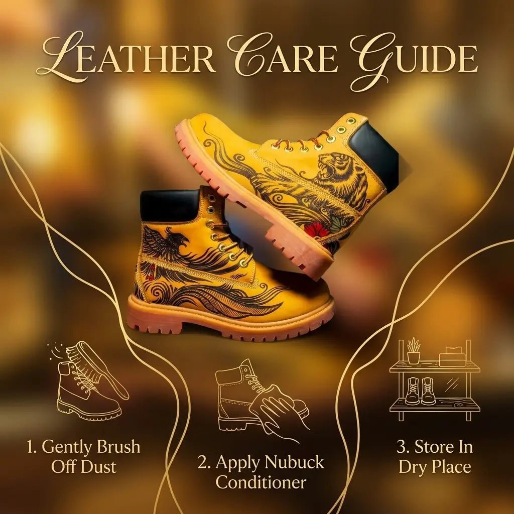 Men's Imperial Aura Pyrography Leather Work Boots | Amber Cowhide | PyroLeather Co Hand‑Pyrography Genuine Leather Work Boots